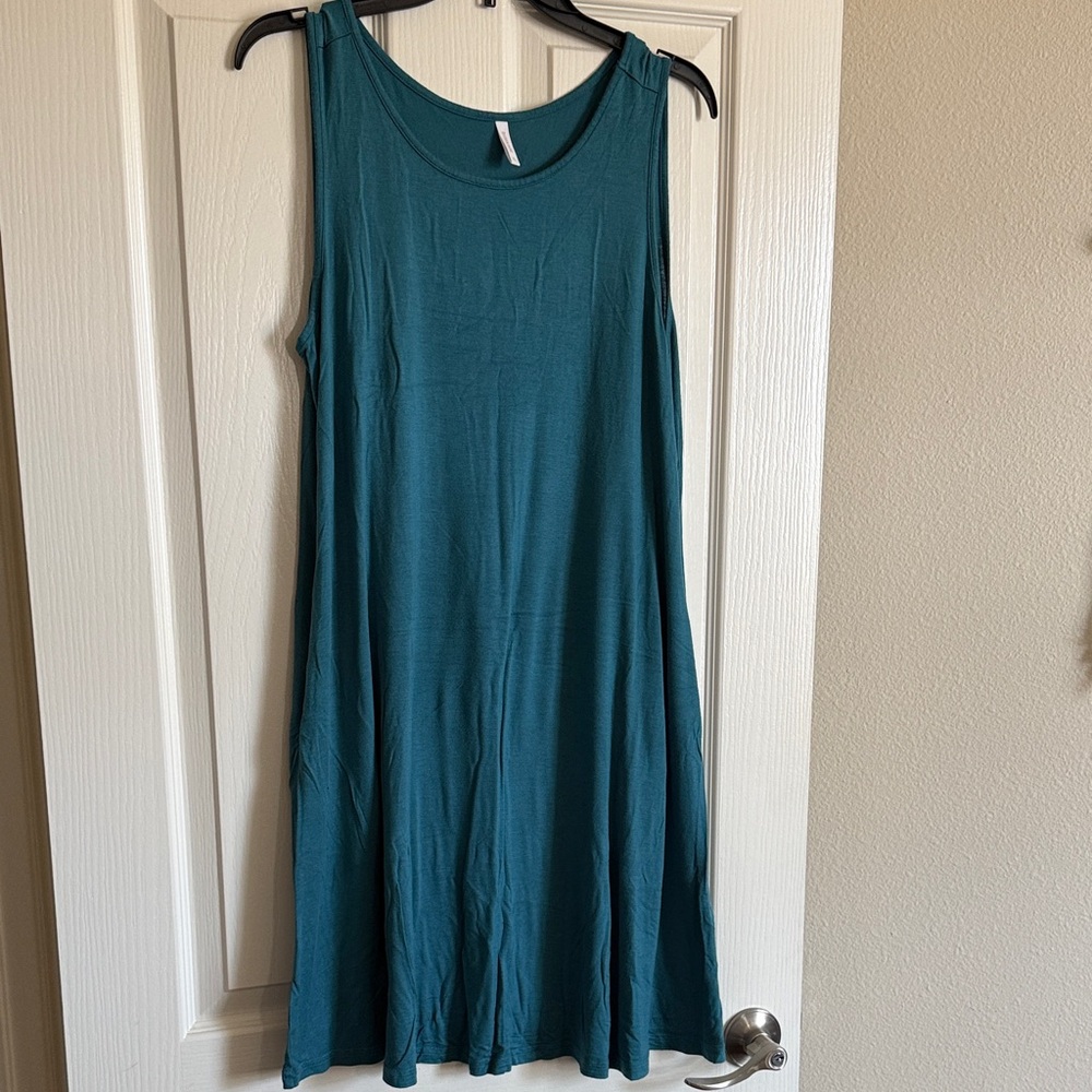 Sleeveless Teal Swing Tank Dress